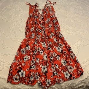 Red floral romper size small